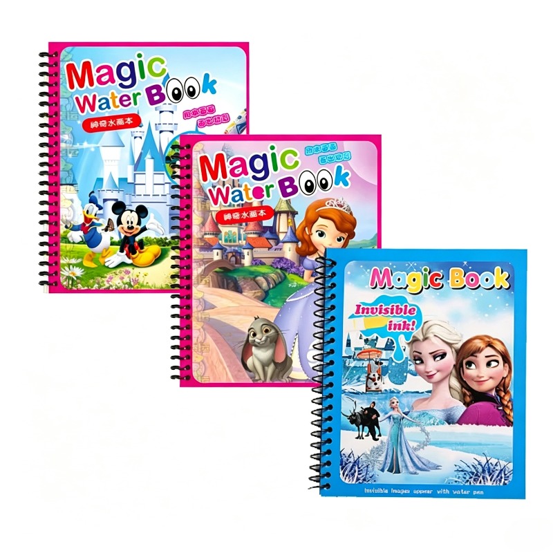 Reusable Water Magic Coloring Book - Cartoon Water Painting Drawing Toy Set