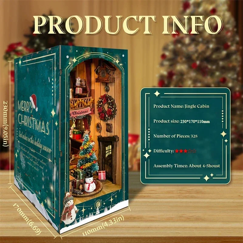 Merry Christmas DIY Wooden Boo - огляд і ціна Diy Wooden Book Nook Kit Shelf Insert