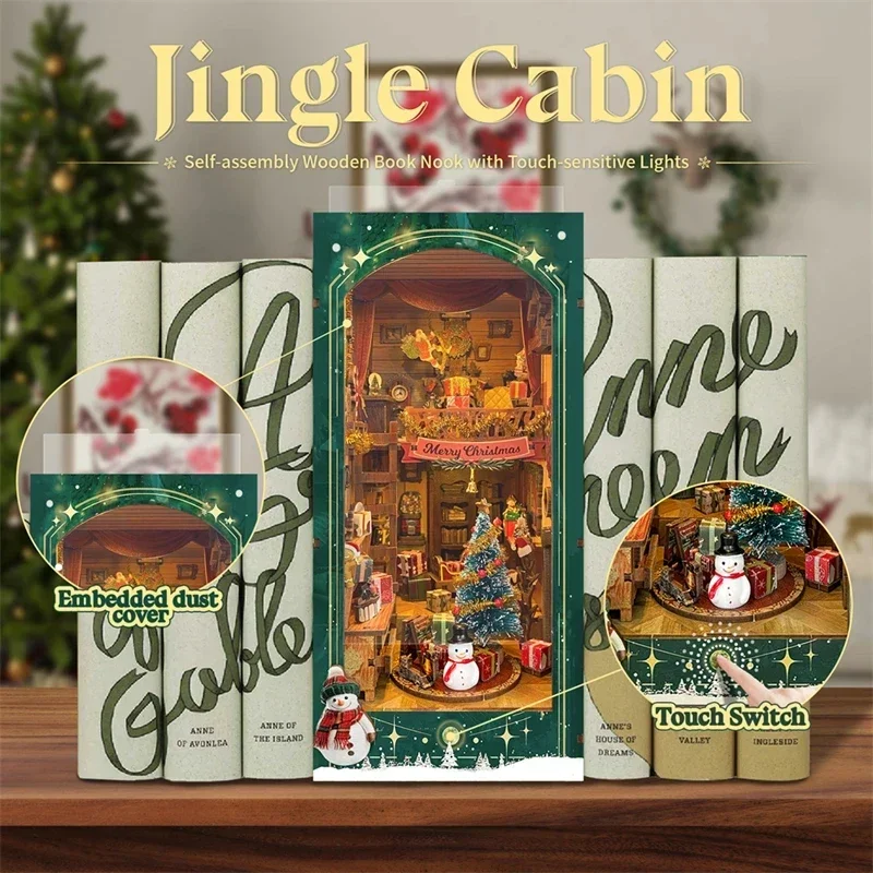Merry Christmas DIY Wooden Boo - огляд і ціна Diy Wooden Book Nook Kit Shelf Insert